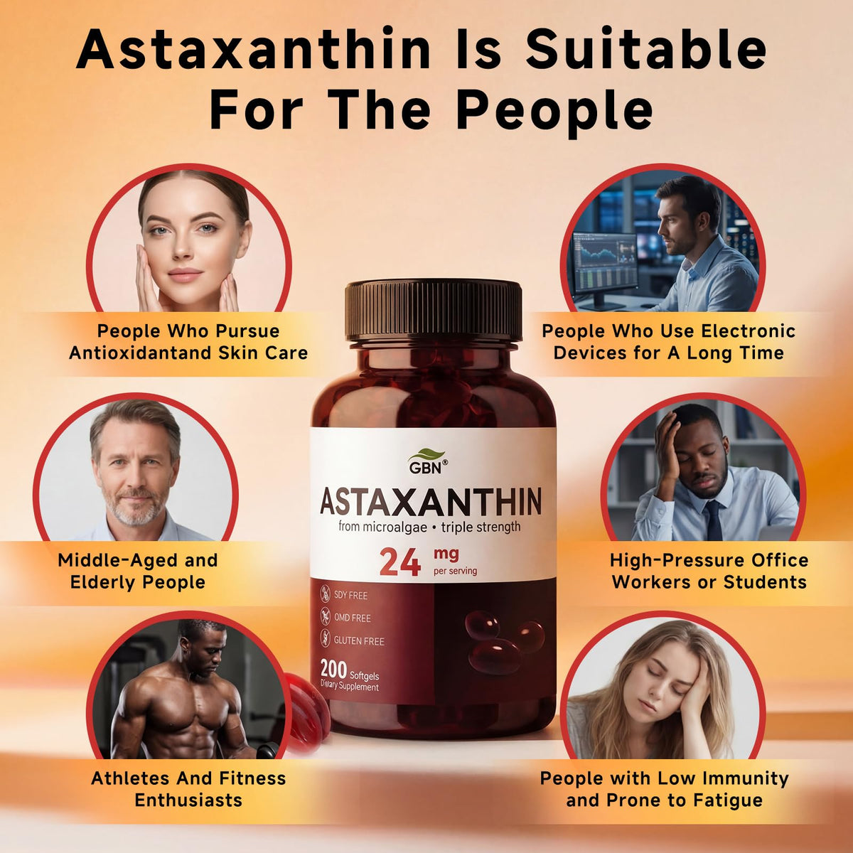 GBN Astaxanthine 24mg gélules sur table