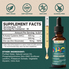 Geeoasis Complément Alimentaire Liquide NAC 600 mg 60 ml - vue arrière
