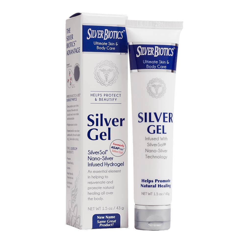 Gel Argent American Biotech Labs 1,5 oz vue avant avec tube blanc