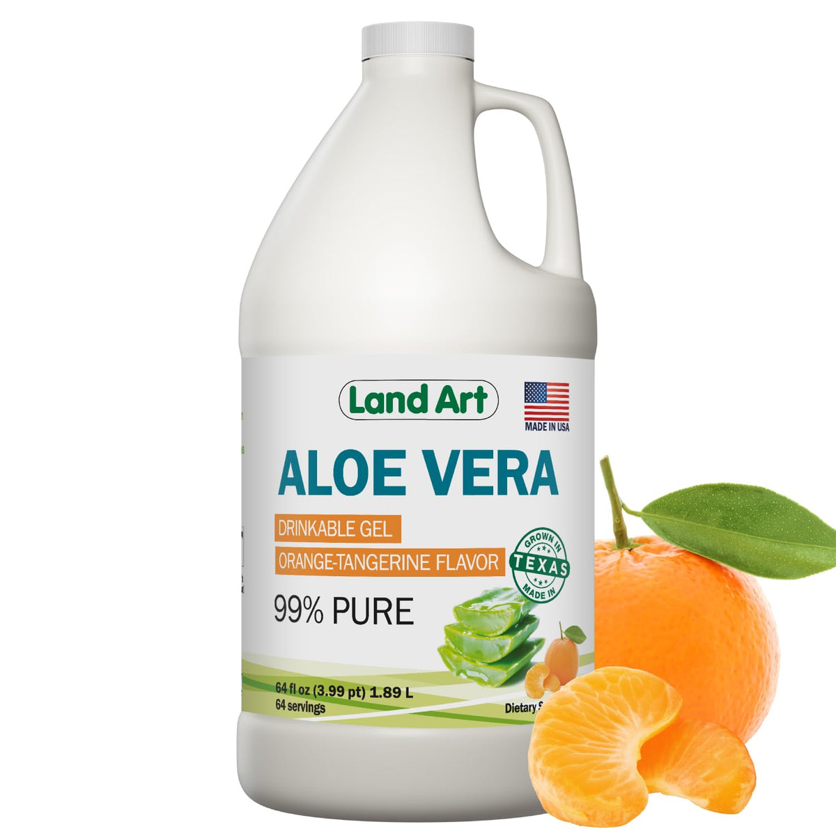 Gel buvable Aloe Vera Orange de Land Art 1,89 L vue avant