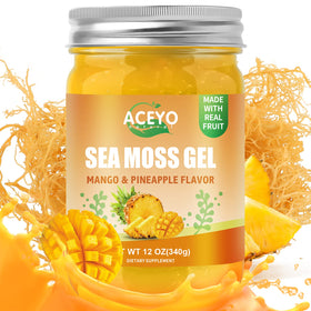 Gel d'algue marine ACEYO 12 OZ saveur mangue ananas vue de face