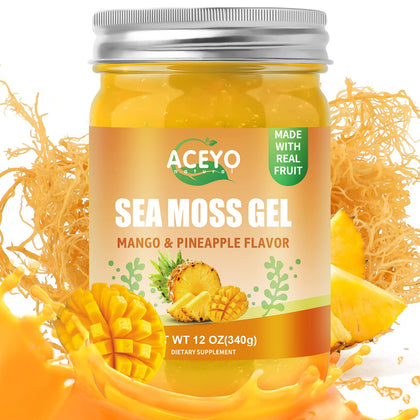 Gel d'algue marine ACEYO 12 OZ saveur mangue ananas vue de face