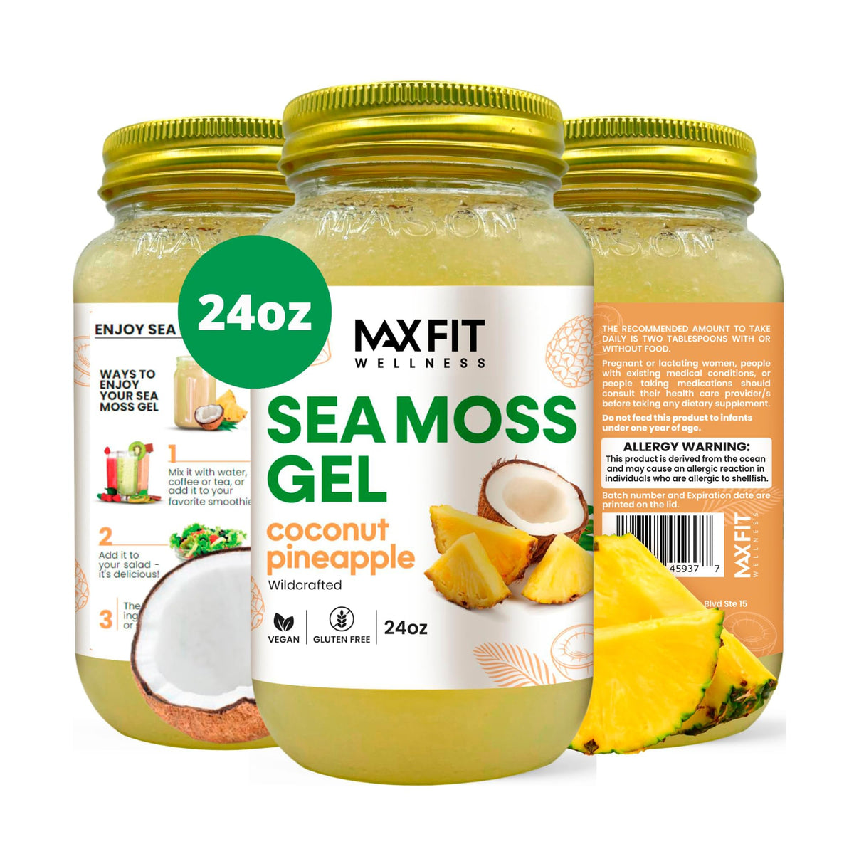Gel d'Algue Marine Dorée MAX FIT 24oz en pot en verre
