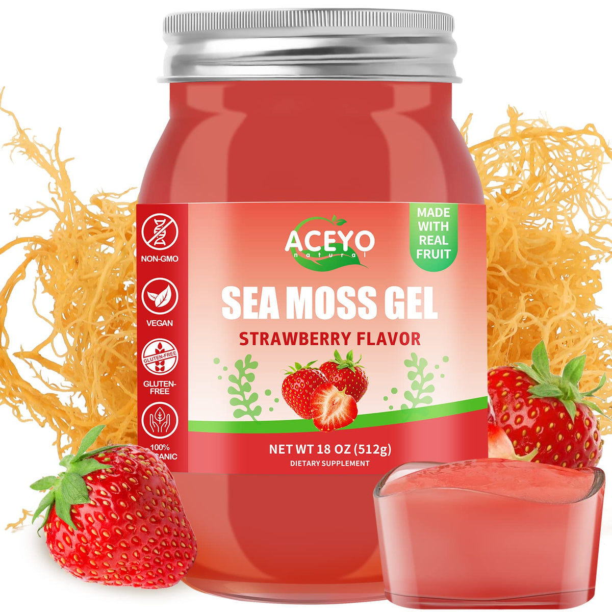 Gel d'algue marine irlandais ACEYO 18 OZ en pot avec étiquette