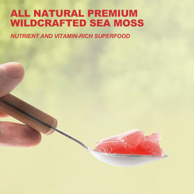 Gel d'Algue Marine Irlandais Saveur Fraise 28oz sur une table avec des fruits