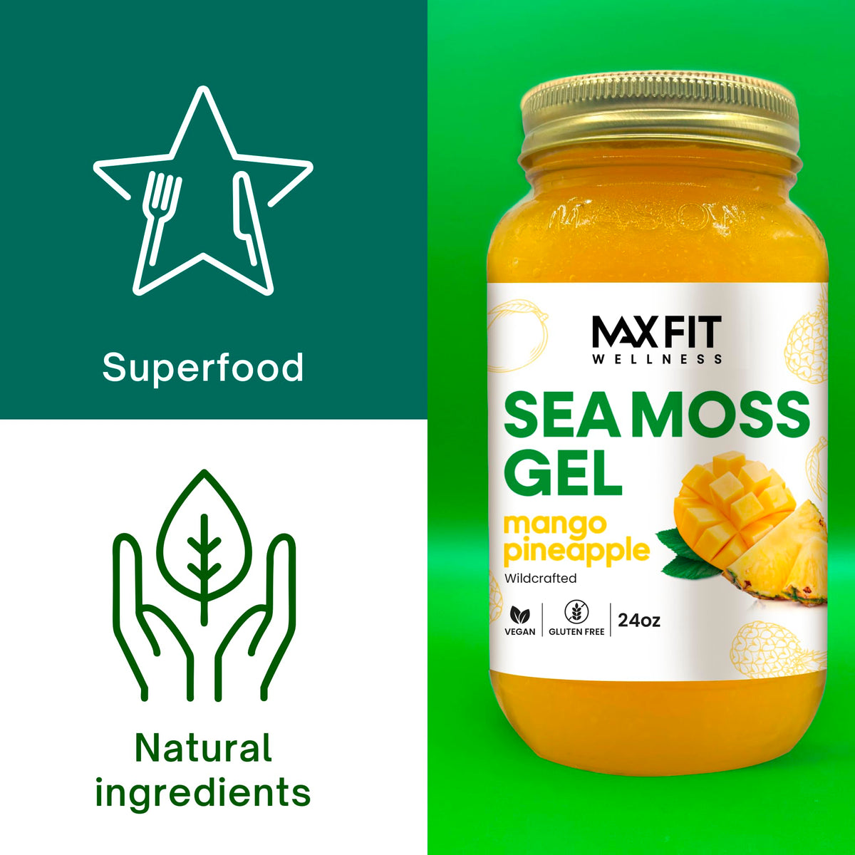 Gel d'Algue Marine MAX FIT utilisé dans un smoothie