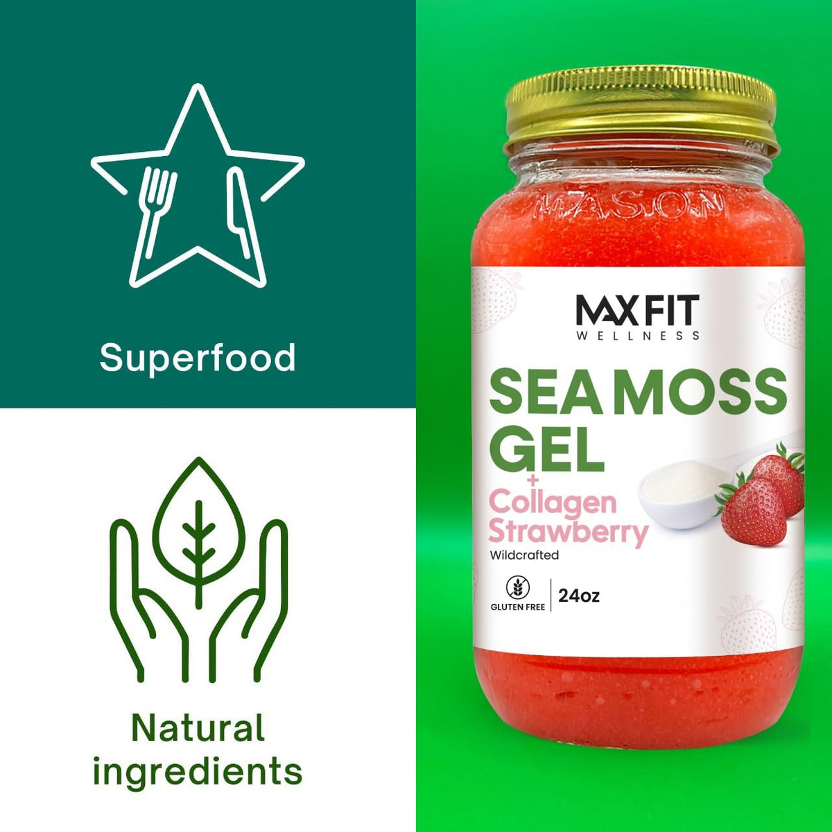 Gel d'Algue Marine Or MAX FIT 24oz dans un environnement de cuisine