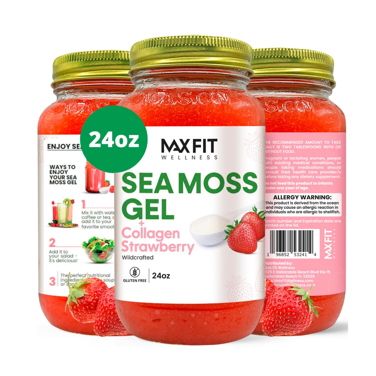 Gel d'Algue Marine Or MAX FIT 24oz vue de face