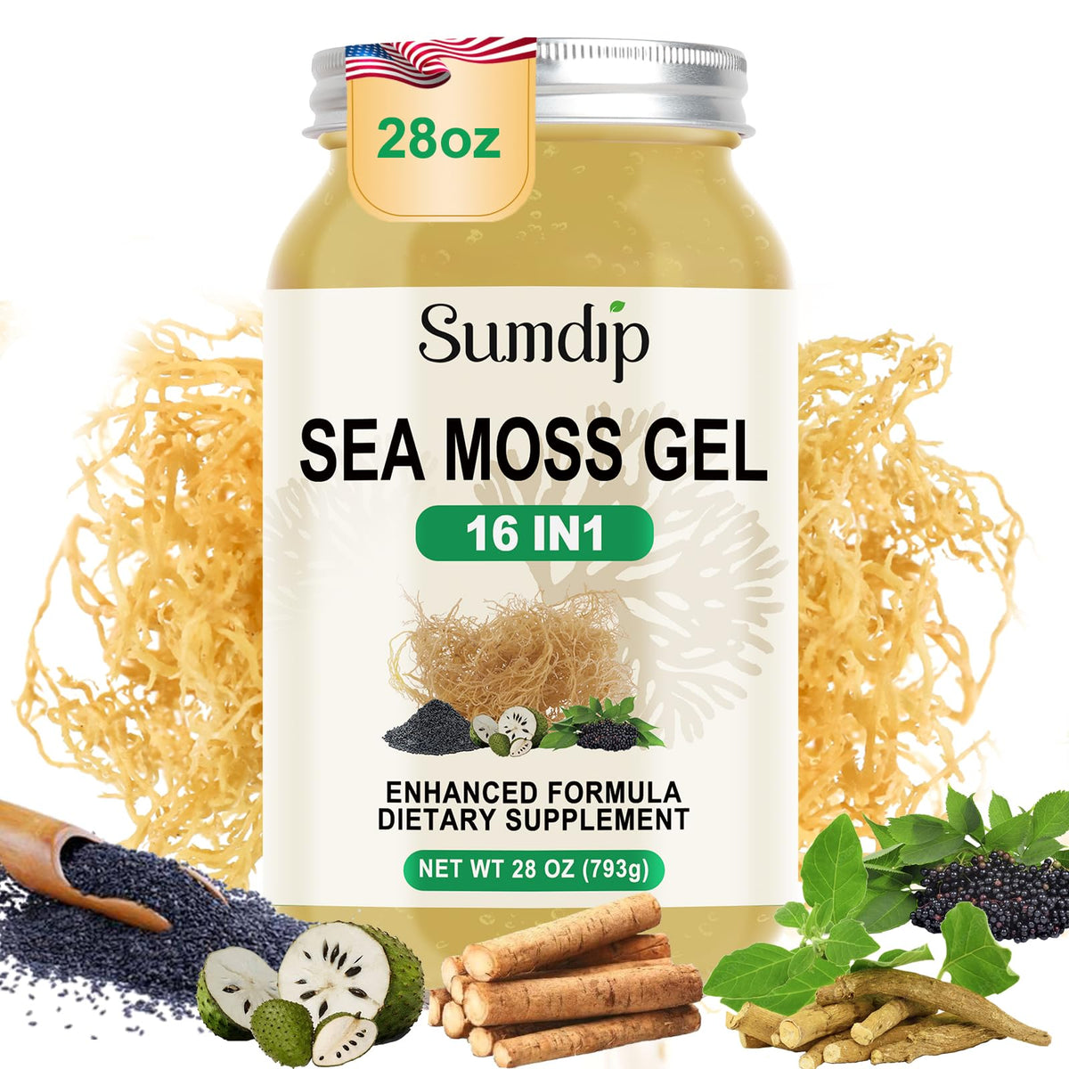 Gel d'Algue Marine SumDIP 16 en 1 28oz vue avant