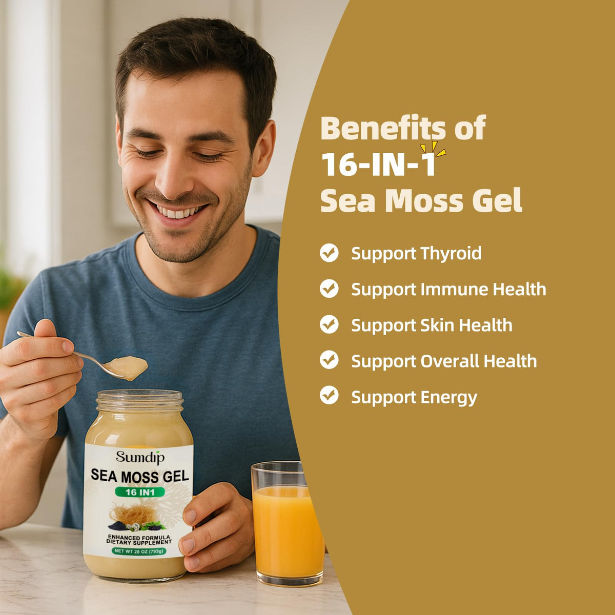 Gel d'Algue Marine SumDIP dans un bol avec des fruits
