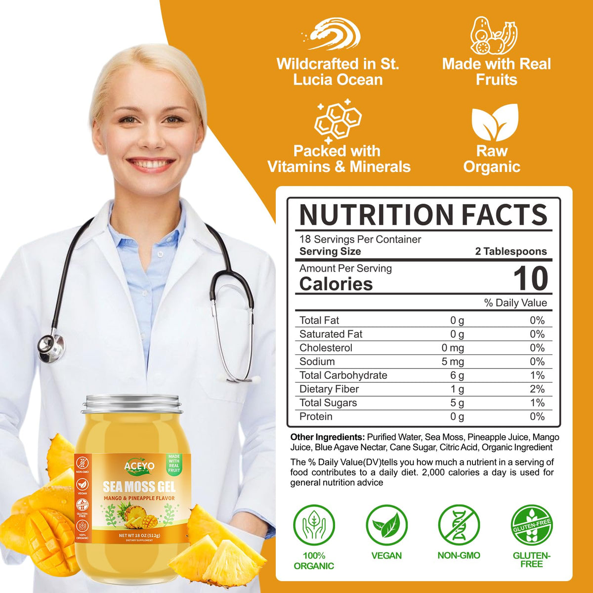Gel d'Algues Marines ACEYO utilisé dans un smoothie