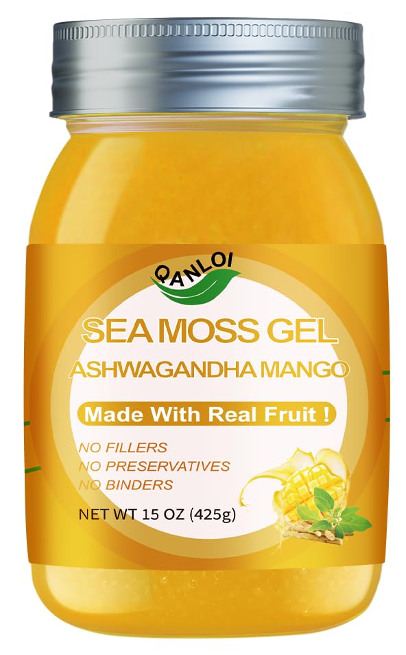 Gel d'algues marines QANLOI 15 oz avec Ashwagandha et Mangue, vue de face