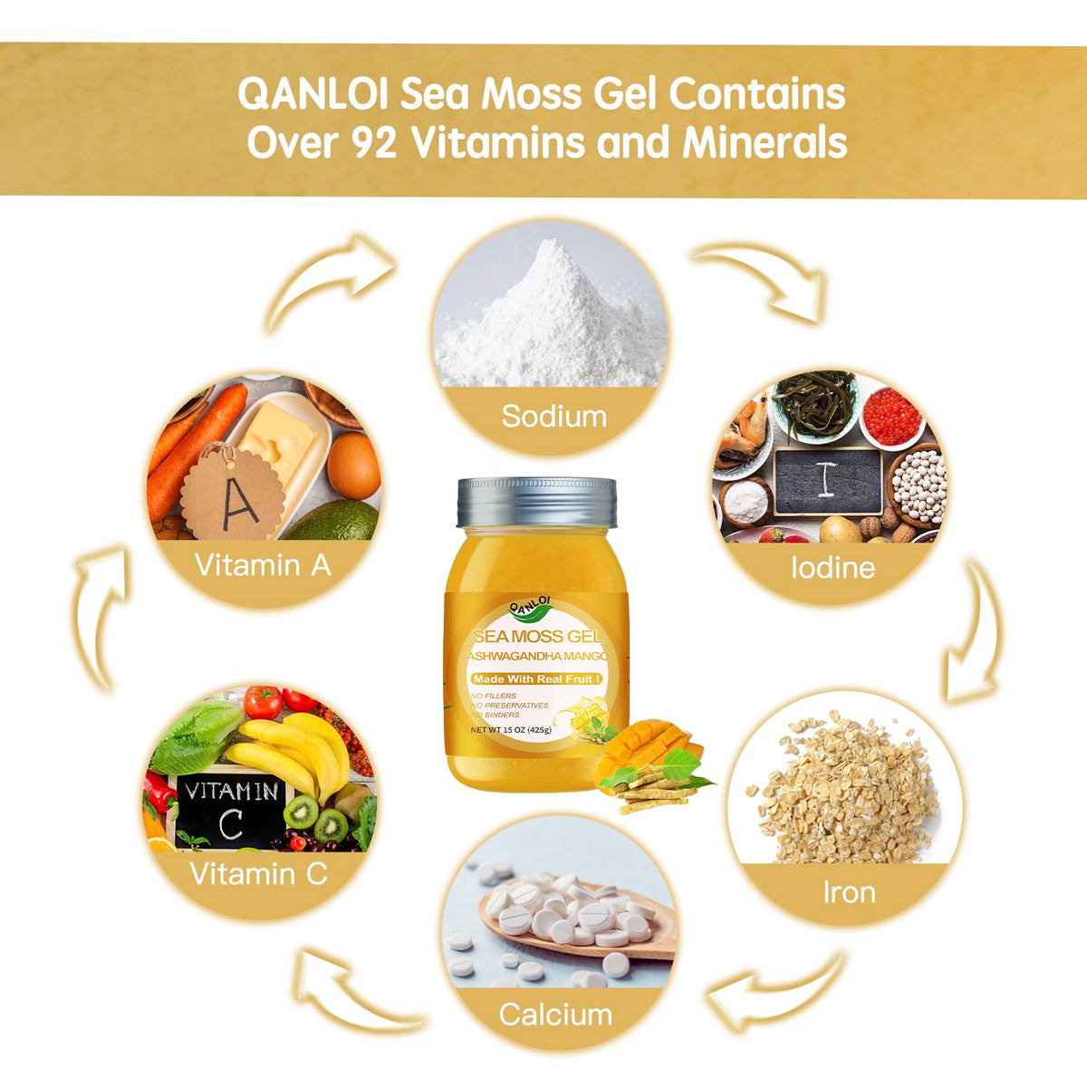 Gel d'algues marines QANLOI 15 oz avec cuillère