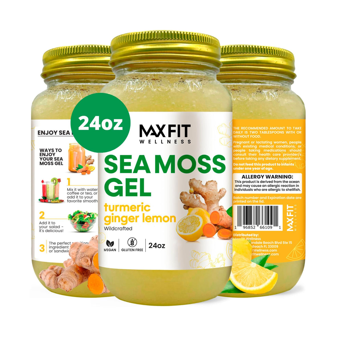 Gel d'Algues Maritimes MAX FIT 24 oz en pot en verre transparent