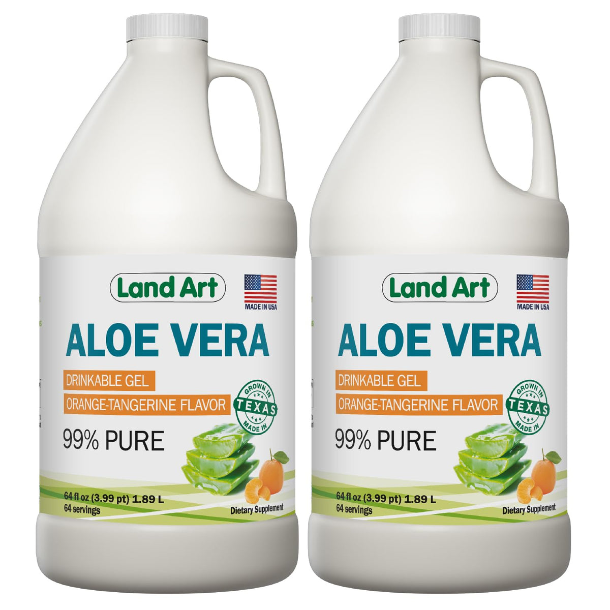 Gel d'Aloe Vera à boire Orange Land Art 64 fl oz vue de face