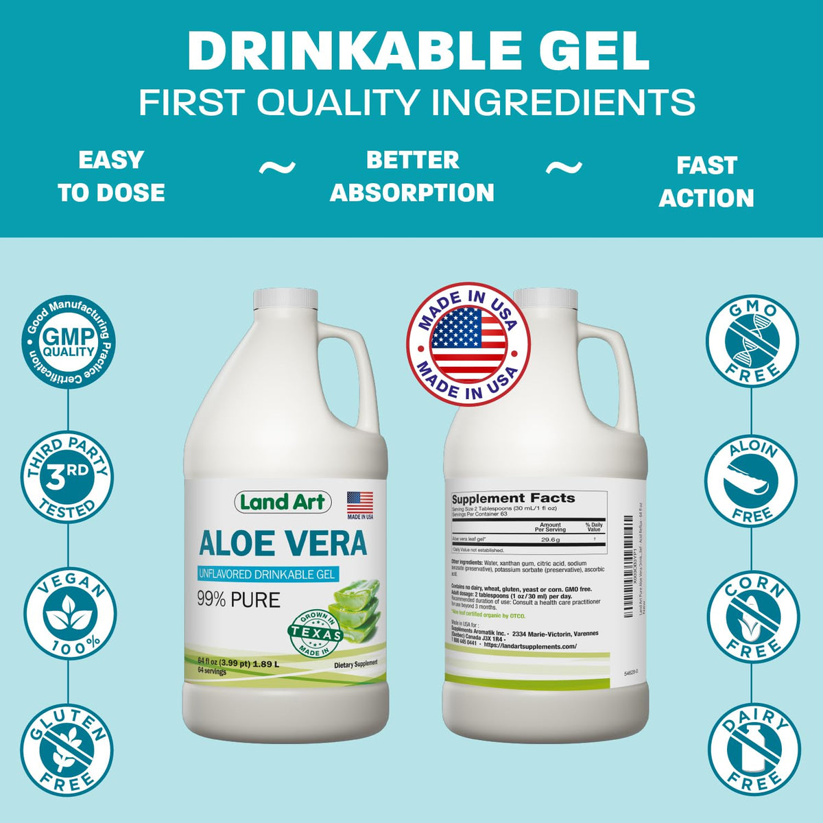 Gel d'Aloe Vera Bio Land Art avec un fond naturel