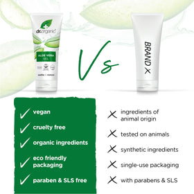 Gel d'Aloe Vera Dr. Organic 200ml avec bouchon ouvert