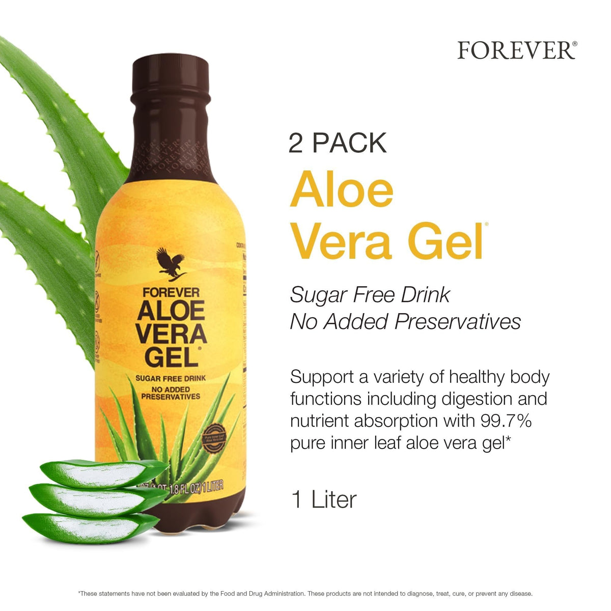 Gel d'aloe vera Forever Living dans un verre