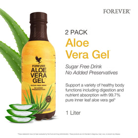 Gel d'aloe vera Forever Living dans un verre