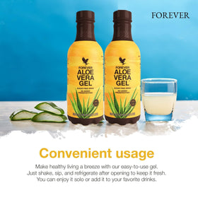 Gel d'aloe vera Forever Living sur une table