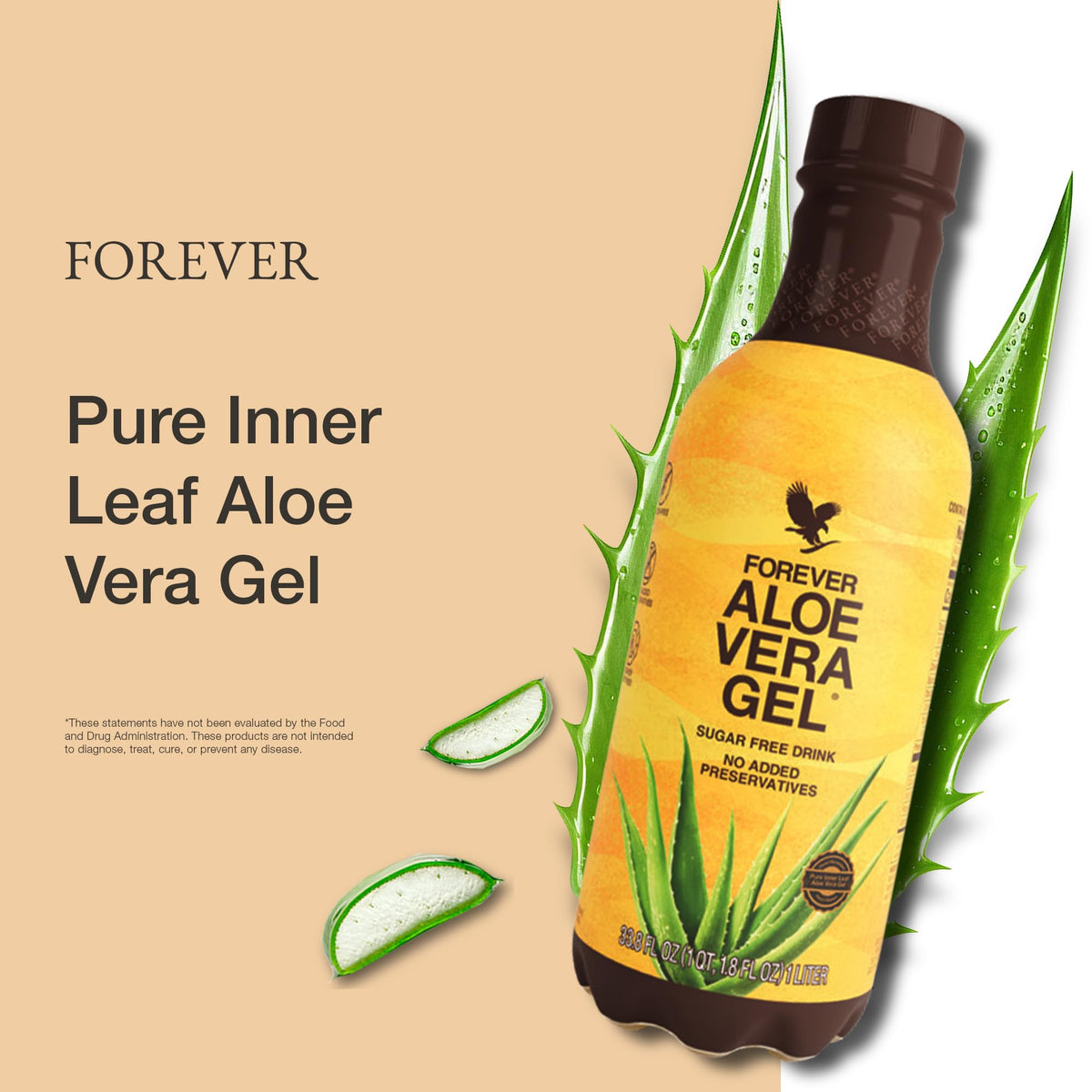 Gel d'aloe vera Forever Living versé dans un verre