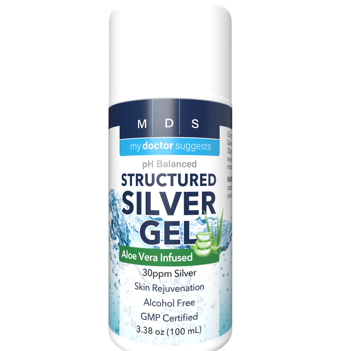 Gel d'Argent Colloïdal 30ppm avec Aloe Vera My Doctor Suggests vue de face