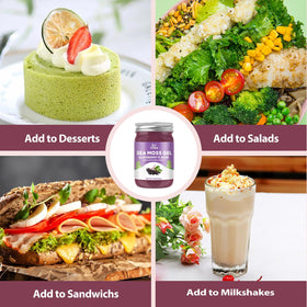 Gel d'Irish Sea Moss OALSE sur une table avec des fruits