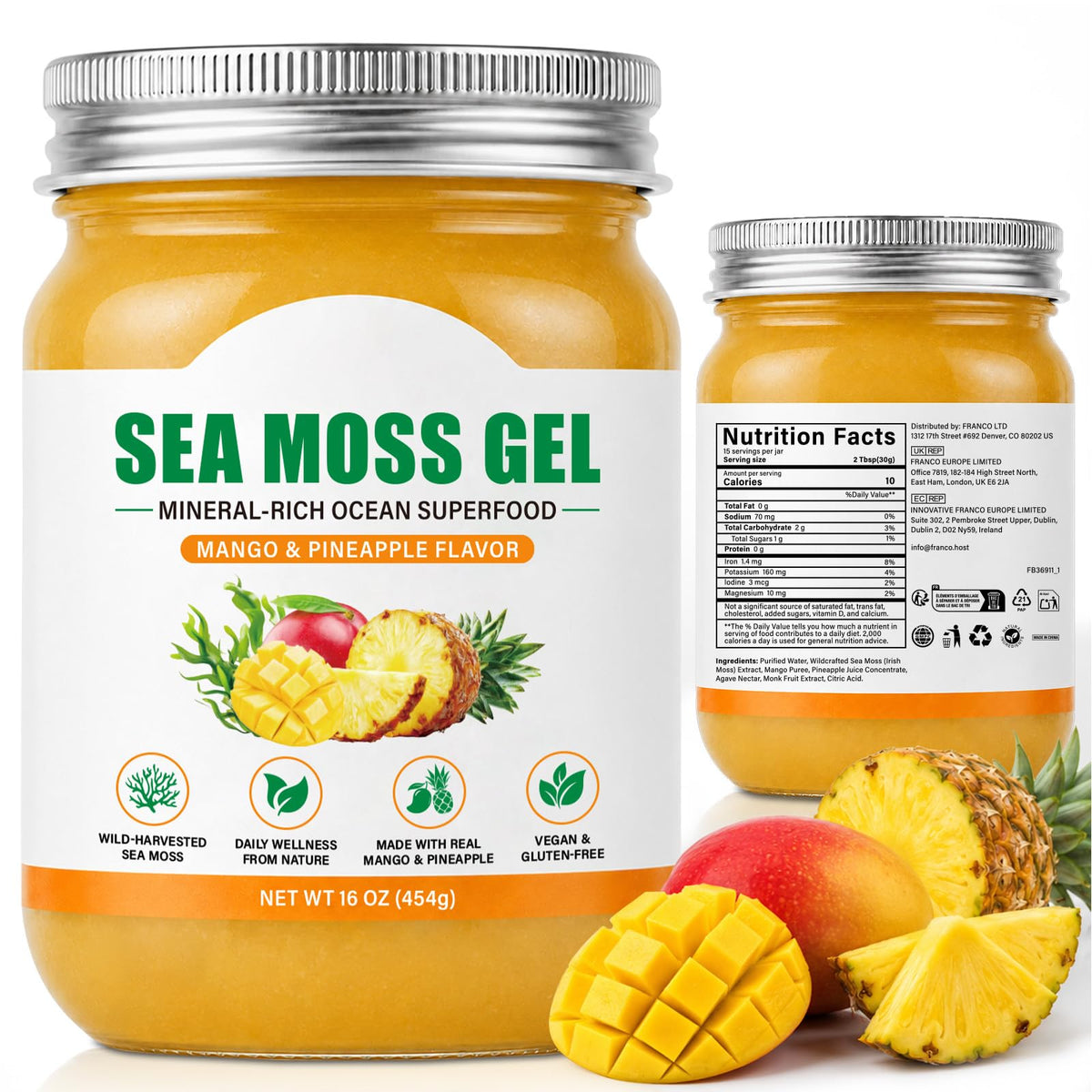 Gel de mousse de mer bio Mariayu 16 oz, vue de face