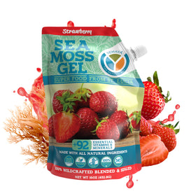 Gel de Mousse de Mer Bio YEMAYA 16 oz au Goût Fraise, vue avant