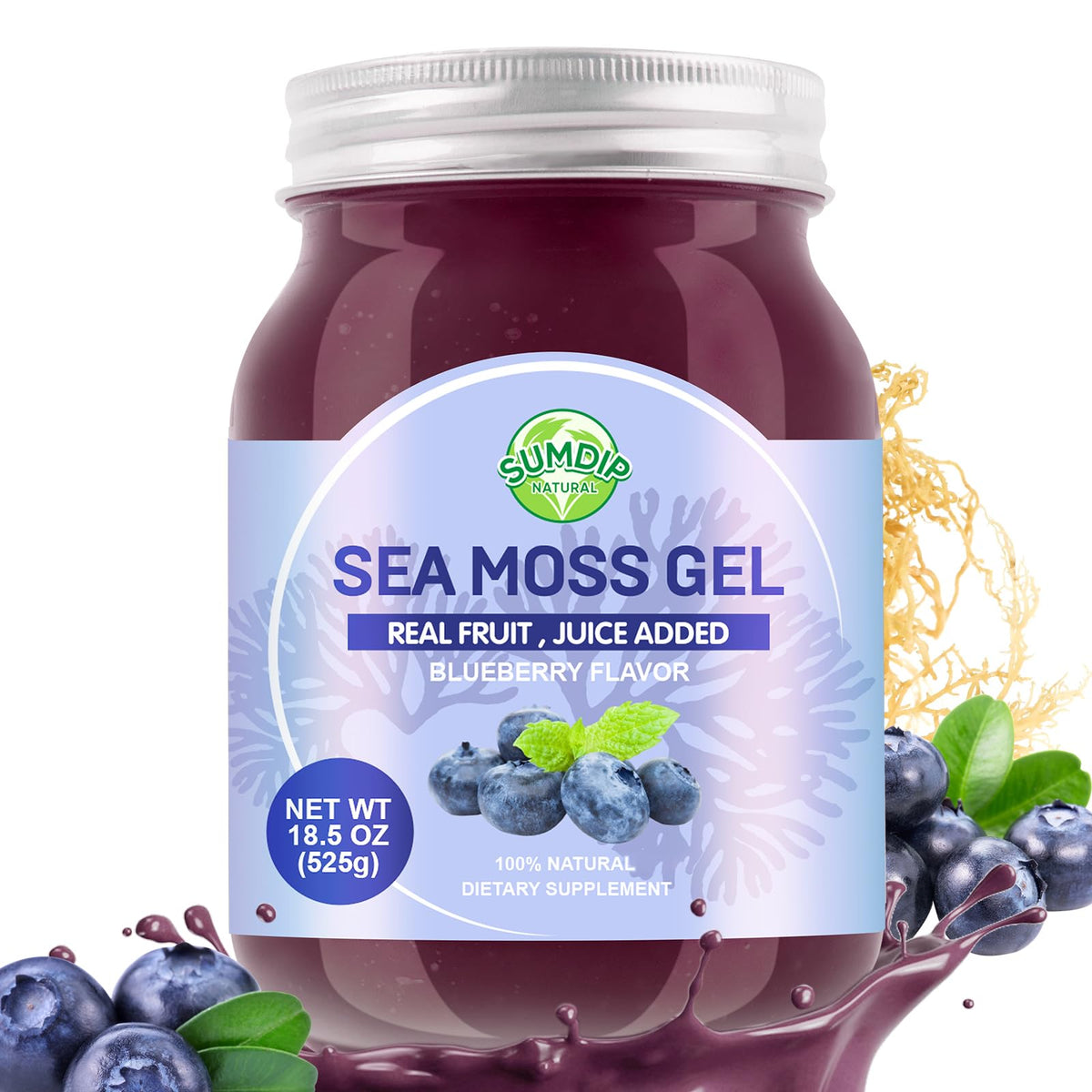 Gel de Mousse de Mer Irlandais aux Myrtilles SumDIP, vue de face