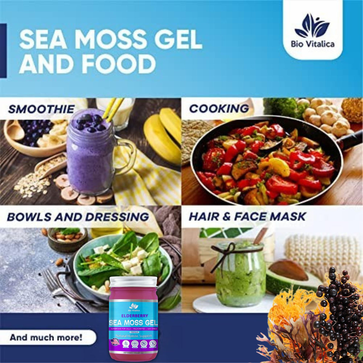 Gel de Mousse de Mer Irlandais BIO VITALICA 340g avec églantier