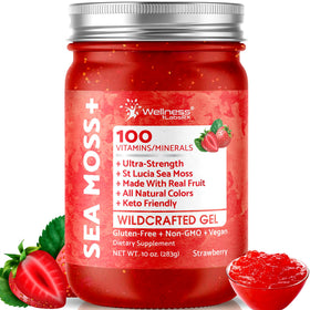 Gel de mousse de mer irlandais WELLNESS LABSRX 10 oz saveur fraise vue de face