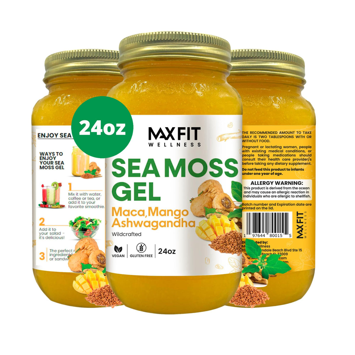 Gel de Mousse de Mer MAX FIT 24oz bocal en vue de face
