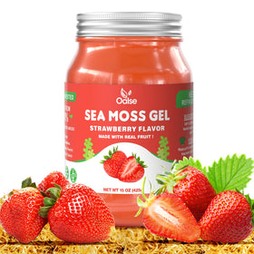 Gel de mousse de mer OALSE au goût fraise, vue de face