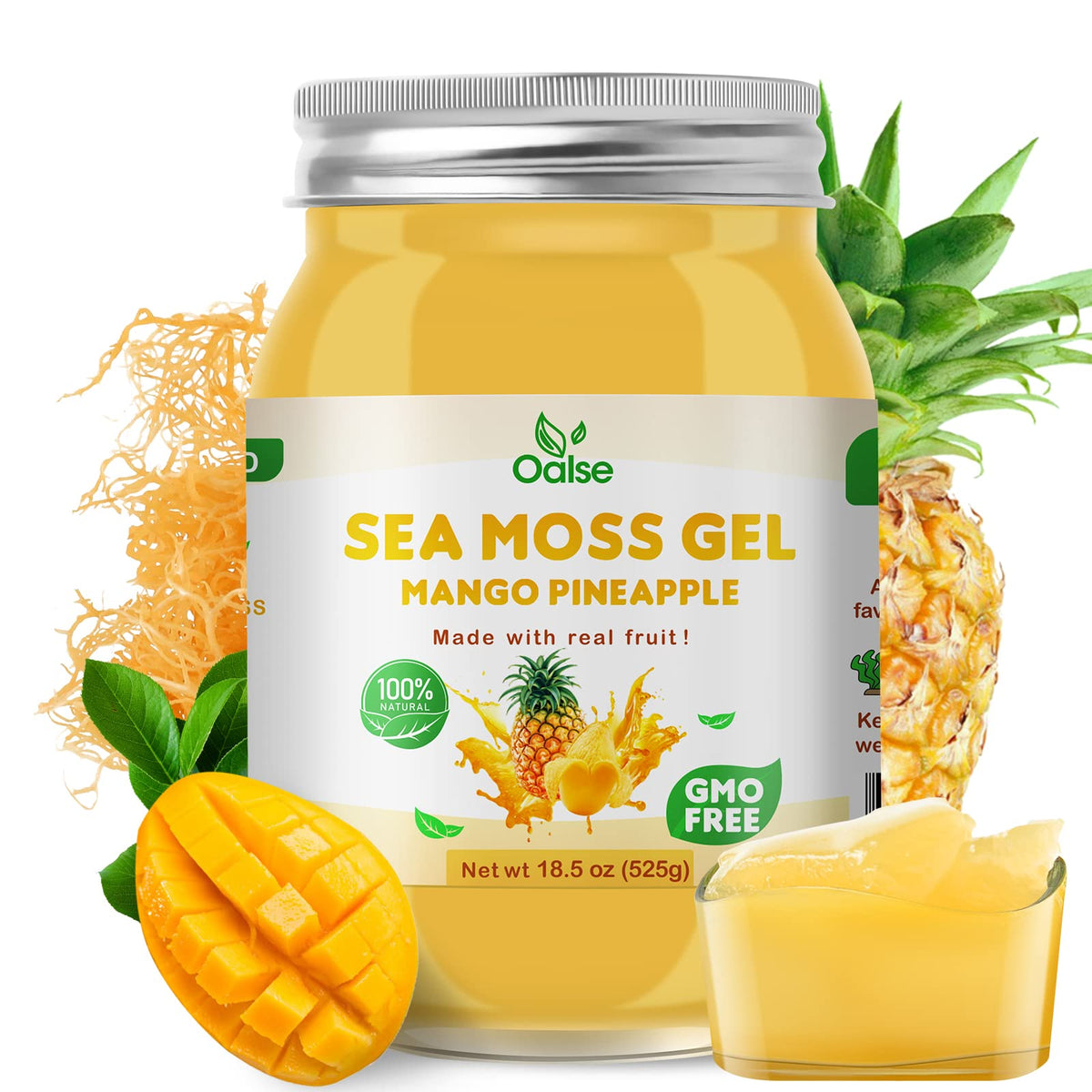 Gel de Mousse de Mer OALSE saveur mangue ananas, vue de face