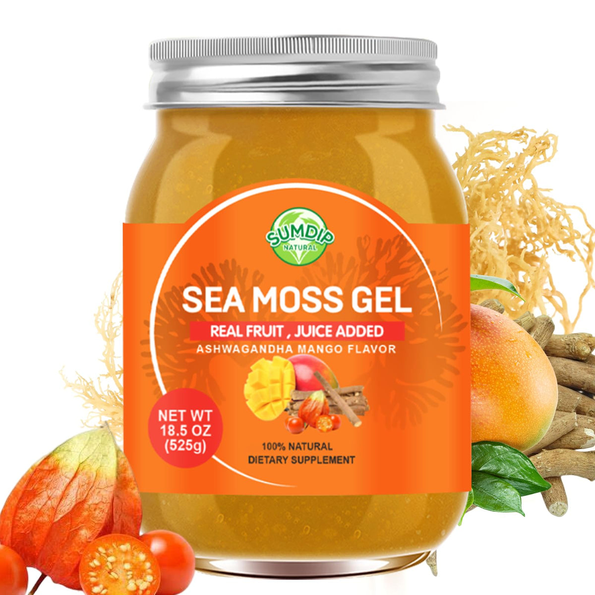 Gel de Mousse de Mer SumDIP 18,5 oz avec Ashwagandha Mangue, vue de face