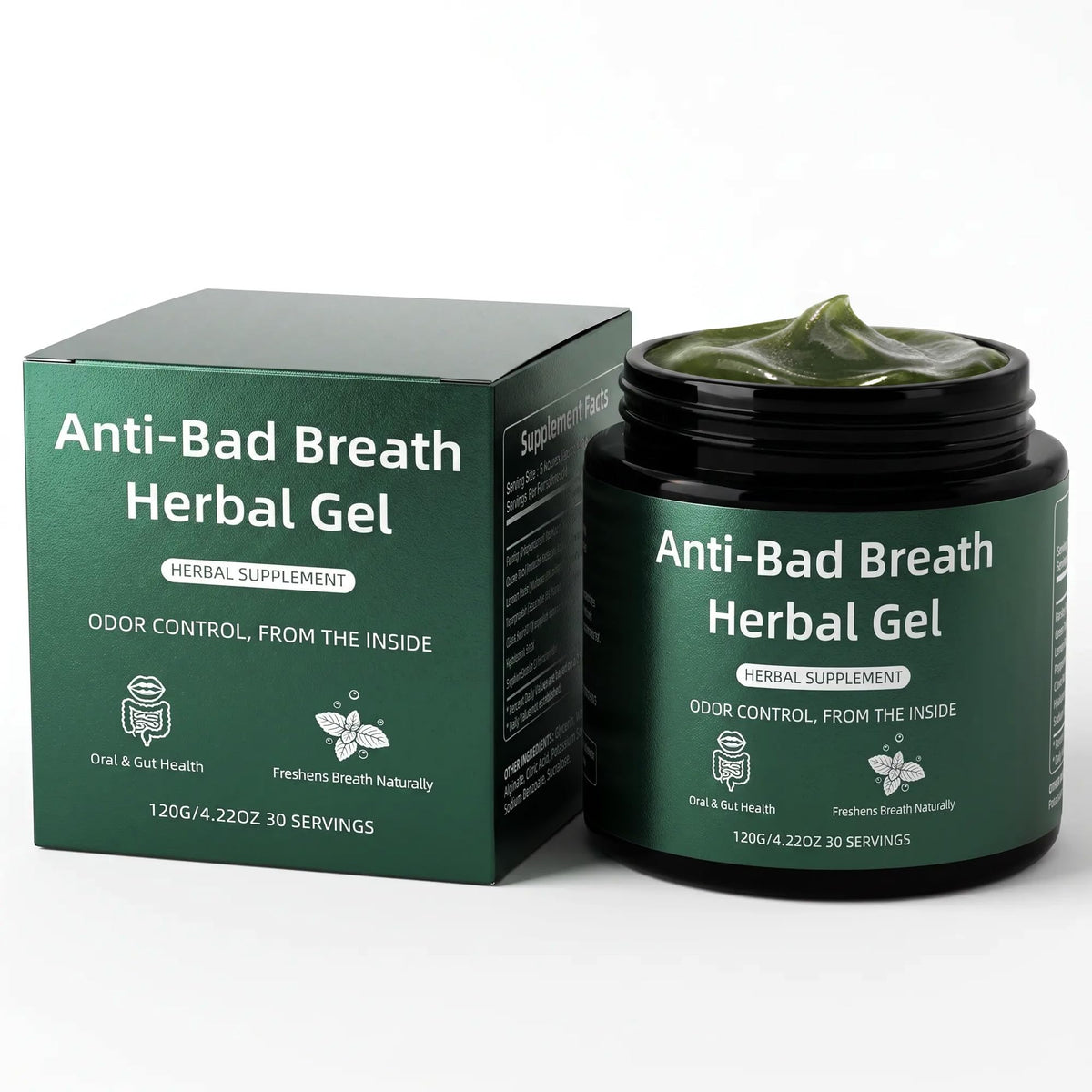 Gel herbal ZRLESH anti-mauvaise haleine, vue de face