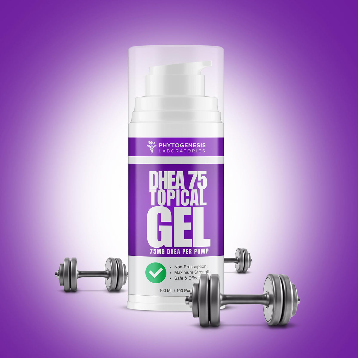 Gel Topique DHEA ANDROGENESIS avec arrière-plan neutre