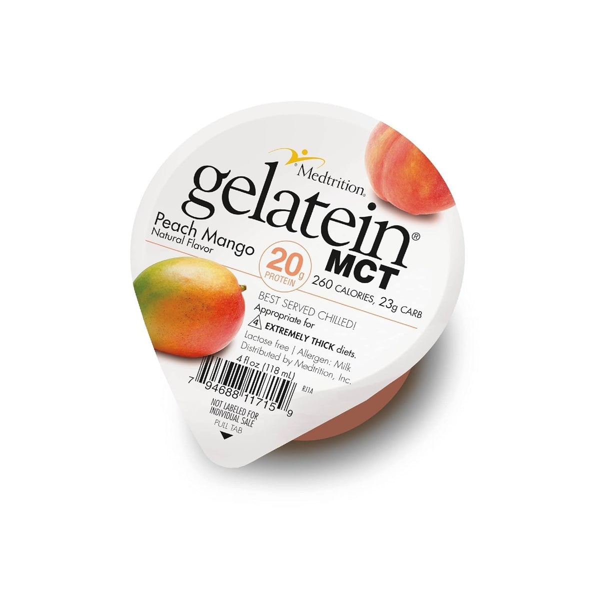 Gelatein MCT Pêche Mangue paquet avant avec informations nutritionnelles