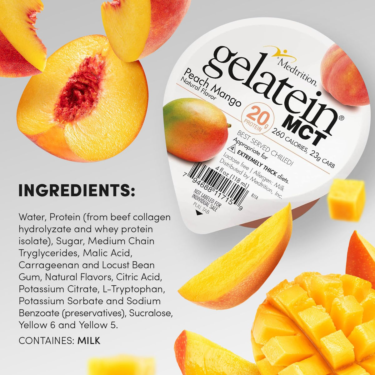 Gelatein MCT Pêche Mangue texture crémeuse dans un verre