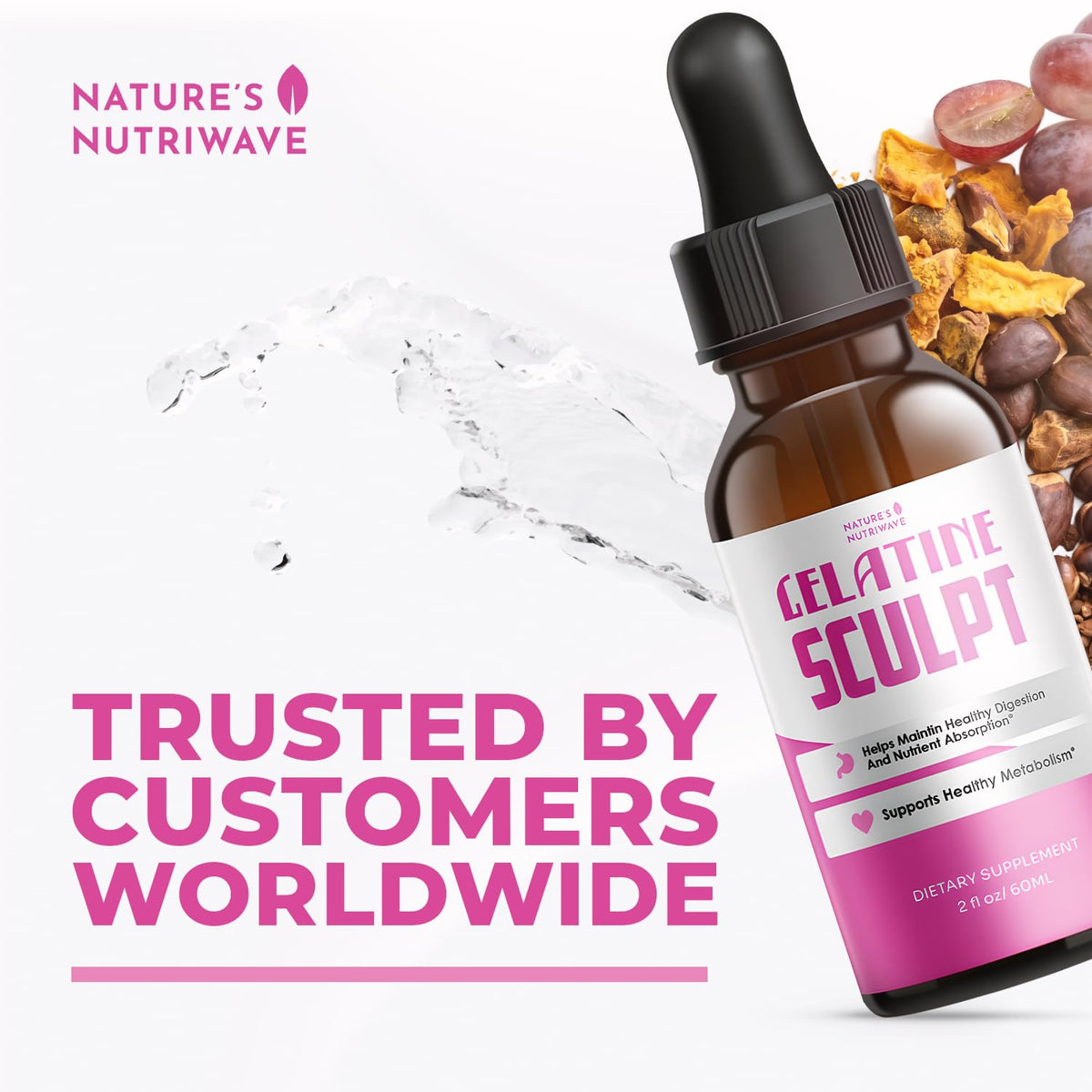 Gelatine Sculpt de Nature’s NutriWave flacon sur un fond naturel