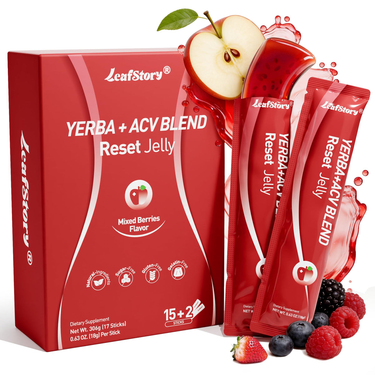 Gelée de vinaigre de cidre de pomme LeafStory en stick