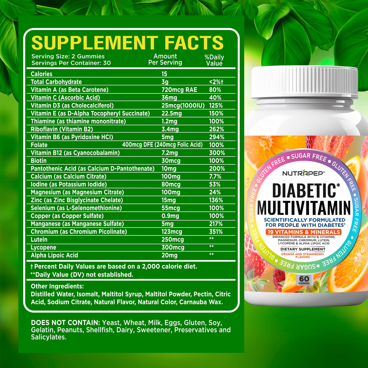 Gélifiées NutraPep Multivitamines 181g avec un verre d'eau