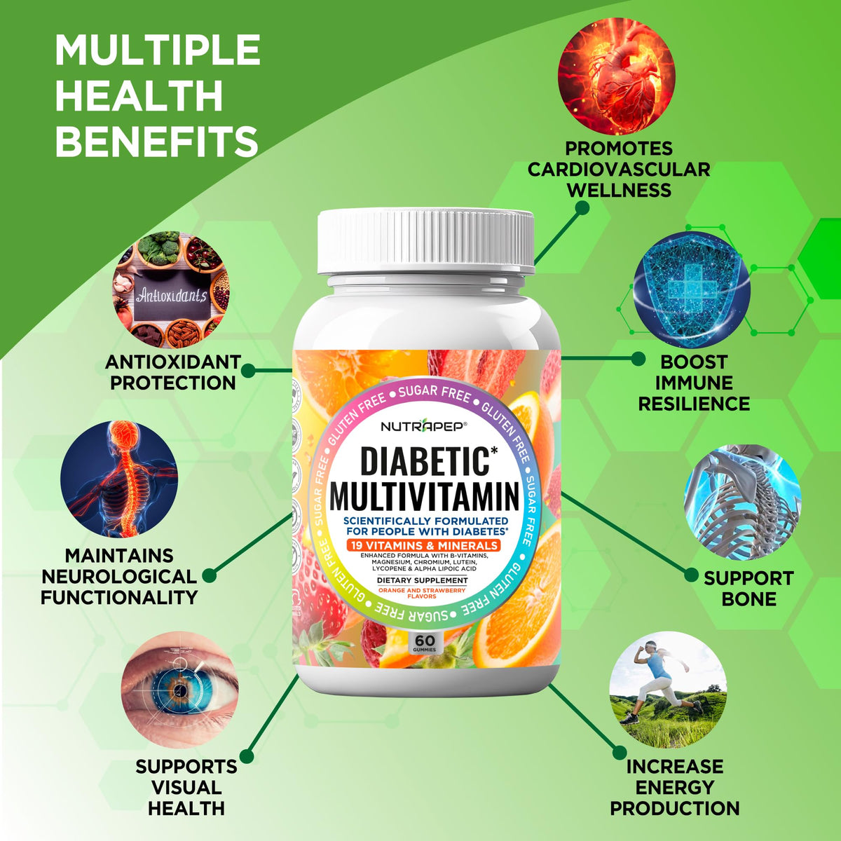 Gélifiées NutraPep Multivitamines 181g en gros plan sur les gélifiées