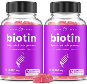 Gélifiés biotine NutraChamps 10 000 mcg, vue avant du produit