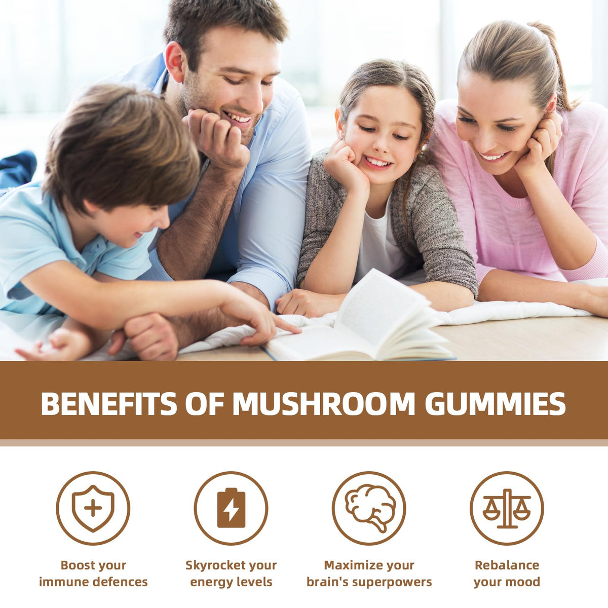 Gélifiés Champignons Wellcatcher 60CT vue arrière avec ingrédients