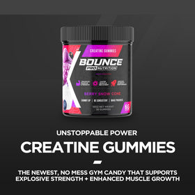 Gélifiés de créatine monohydrate Bounce Pro avec un verre d'eau