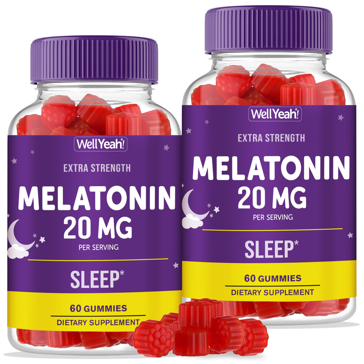 Gélifiés de mélatonine WellYeah 20mg, paquet avant