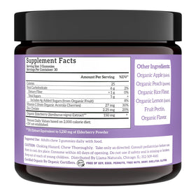 Gélifiés de sureau bio Llama Naturals, étiquette du produit
