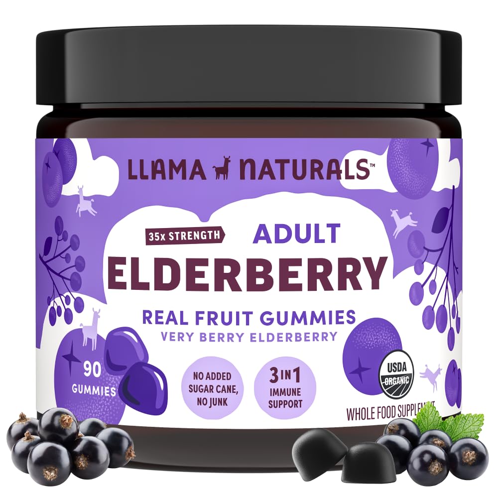 Gélifiés de sureau bio Llama Naturals, pot de 90 gélifiés